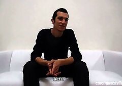 Inexperienced Czech hunk Caleb Moreton tested in deep throat at Czech Gay Casting