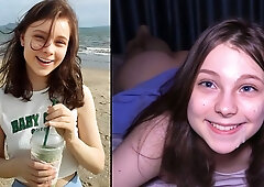 Teen slut getting her face completely covered in hot loads