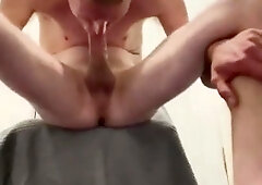 Suspended lad self blowing quickie