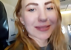 Real public whore blue eyes in airplane