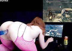 thick redhead likes getting drilled hard whilst playing hard movie scene games