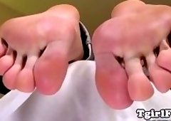 Footfetish tgirl shows off new pedicure