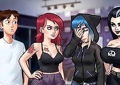 Classmate with cartoon tits gets her nipples sucked in a wild college dare