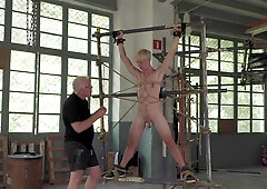 Energized twink experiences mind-blowing bondage seduction with a senior man