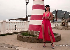 Naughty exhibitionist from Russia Lada - My sexy dress - Mature outdoors
