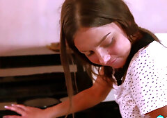 Tight firm teen sucks cock and lets teacher lick her pussy