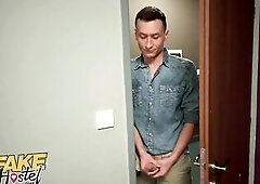 Fake Hostel with great melons gets Stuck In A Ladder and needs cum to lube her free