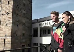 A bi sexual stud watches closely as a large ebony schlong rams his wife's butt and then drinks the Ebony dude's cum from her throat