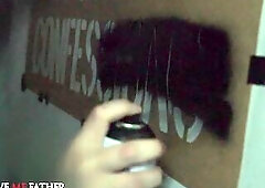 Sexy golden-haired mother I'd like to fuck is blindfolded and given a large penis to suck and screw