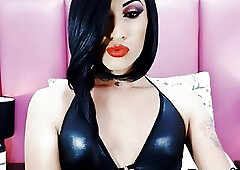 Slutty Tranny Oozing Cock Handjob Show