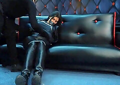 Brunette Hair in ebony, leather panties got bound up taut, by a masked man, the other day
