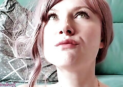 Soaked Girl Sensually Sucks Shlong and Swallows Cum with Joy