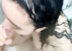 Step mother asks for aid to wash her back in the shower