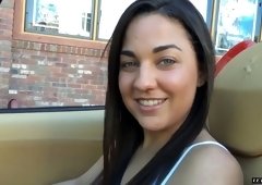 Lascivious chick Amara Romani gives a rimjob and takes a dick in her twat