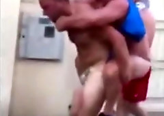 Rugby guys fun in thongs