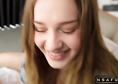 Hot Blonde with Big Tits Teased and Touched on Bed - Blonde