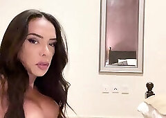 Carol jerks off her monster cock