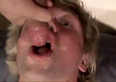 Fucking the twink's mouth and cumming on his face 5
