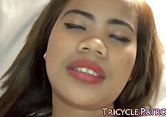 Adorable young Asian screwed in P-O-V & filled mouth with cum