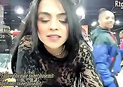 big boobs trans sweetie interacts with fans at the exhibition
