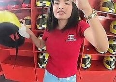 Busty Asian girlfriend sucks big dick and experienced hard pussy fucking