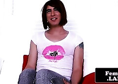Firsttime transitioning femboy jerking dick