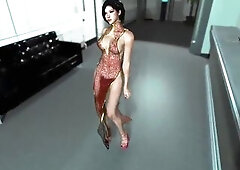 Toned Ada Wong put on a red costume and dance at Umbrella reception
