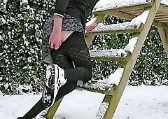 Fucking dildo in the snow