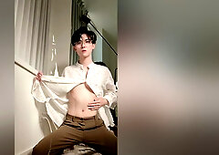 Sexy Twink In Suit Swing His Cock And Cum All Over Your Face And Tongue For Money