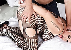 BBW hottie in black lingerie Charlotte Angel rammed by big cock