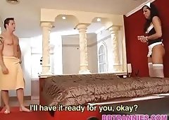 Horny maid TS fucked hard