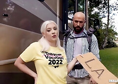 Blonde hitchhiker gets more than a lift from rugged RV driver