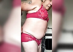 Previous to a shower in my wife’s underclothing