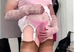 New pink satin skirt and shoes