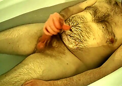 Horny Scottish Guy Bath Time Uncut Masturbation And Cumming On Hairy Chest