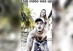 TRANS PAIR BANGS OUTDOORS ON THE BEACH