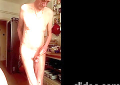 kitchen lubricating masturbating and bondaging