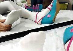 feet fetish white stocking hose