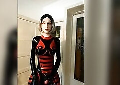 Female masked latex joy