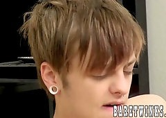 Cute twink gives a sloppy blowjob and rides balls deep