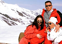 Good girls Patricia Diamond and Kyra both love outdoor winter sex