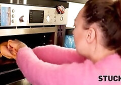 Hot Babes Hand was Stuck in a Turkey when her Guy Approached