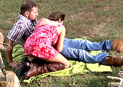 Big Tits for You - Sexy brunette seduces tattooed dude and gets her pussy and ass drilled deep outdoor - Big tits