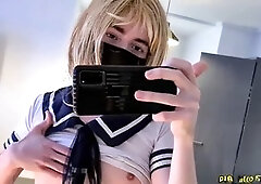 Beautiful femboy, sissy blowjob