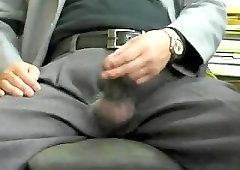 Jap elder man Semen flows out of the penis erect stiff