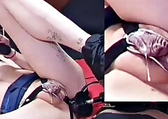 Fuck machine makes me cum in chastity!!