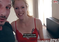 German Blonde Skinny Slut Try Real Blind Date And Fuck