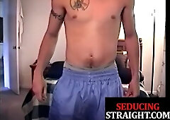 Hetero youngsters inhaled by DILF in three way until jizz shot