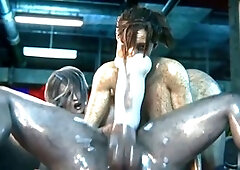 Claire Redfield gets drilled hard by a monster cock in this animated clip