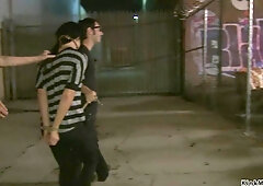 Bound brunette public anal fucked